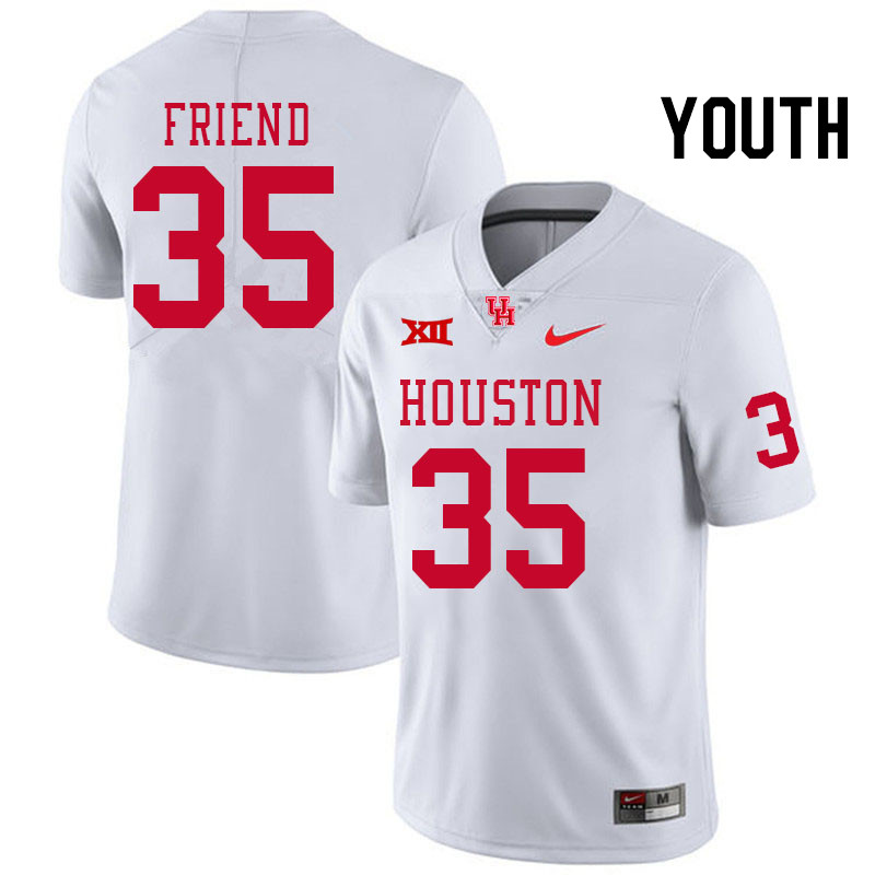Youth #35 Dorian Friend Houston Cougars Big 12 XII College Football Jerseys Stitched-White - Click Image to Close